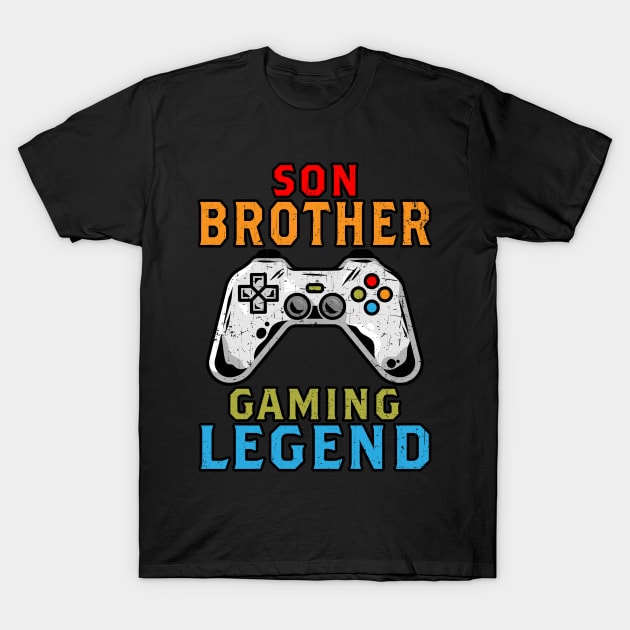 Son Brother Gaming Legend Gamer Gifts For Teen Boys Gaming T-Shirt by Herotee